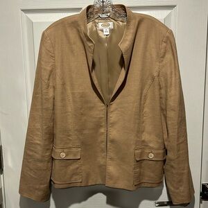 Talbots Petite Tan Linen Blend Jacket 14P